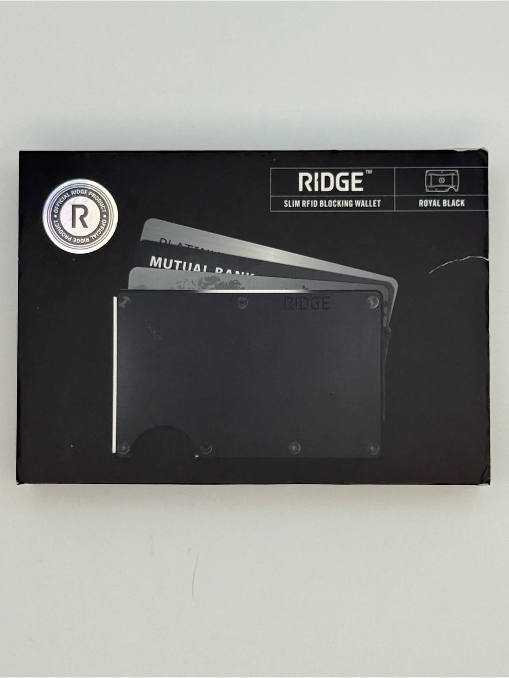 Ridge Royal Black Aluminum RFID Wallet Cash Strap With Box (P107)
